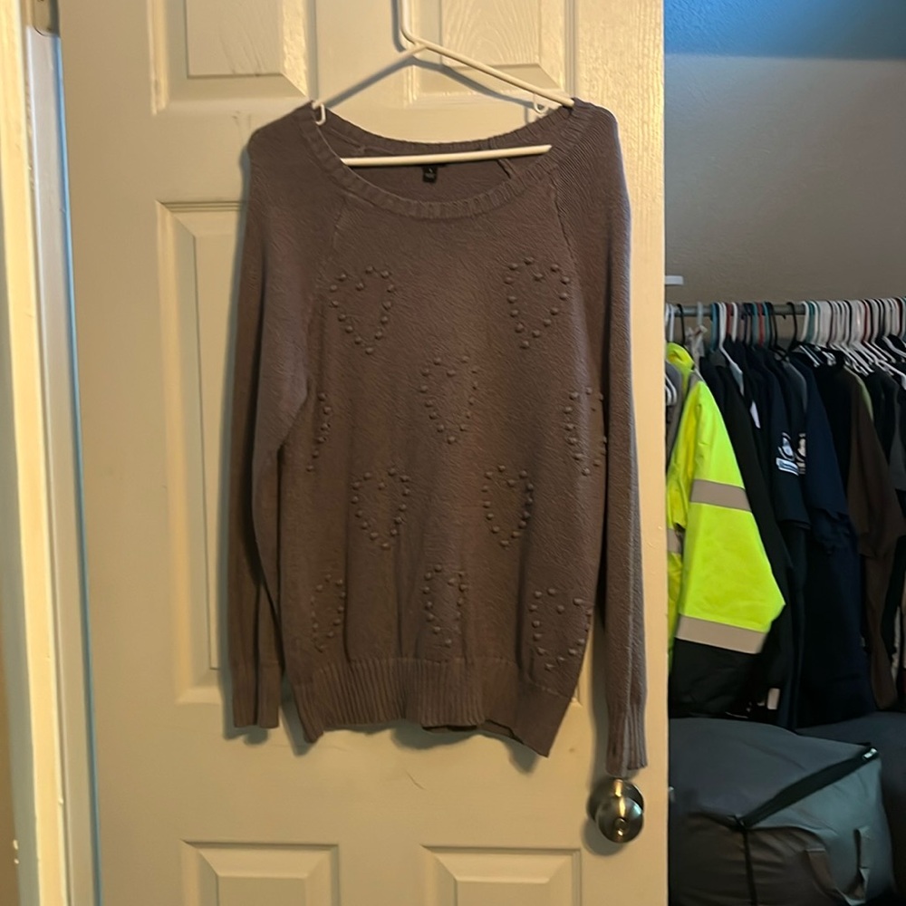 super comfy sweater with hearts scattered across front